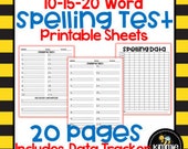 Spelling Test Printable Sheets and Data Tracker - Etsy Canada