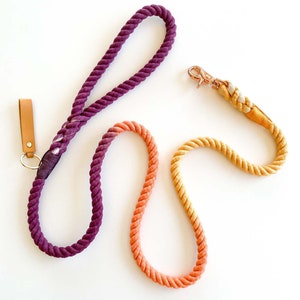 Sunkissed Rope Dog Lead / Dog Leash / Rose Gold Clip / 152cm long / Braided Fibre / Autumn / Orange / Yellow / Red / Handmade /Natural dye image 4