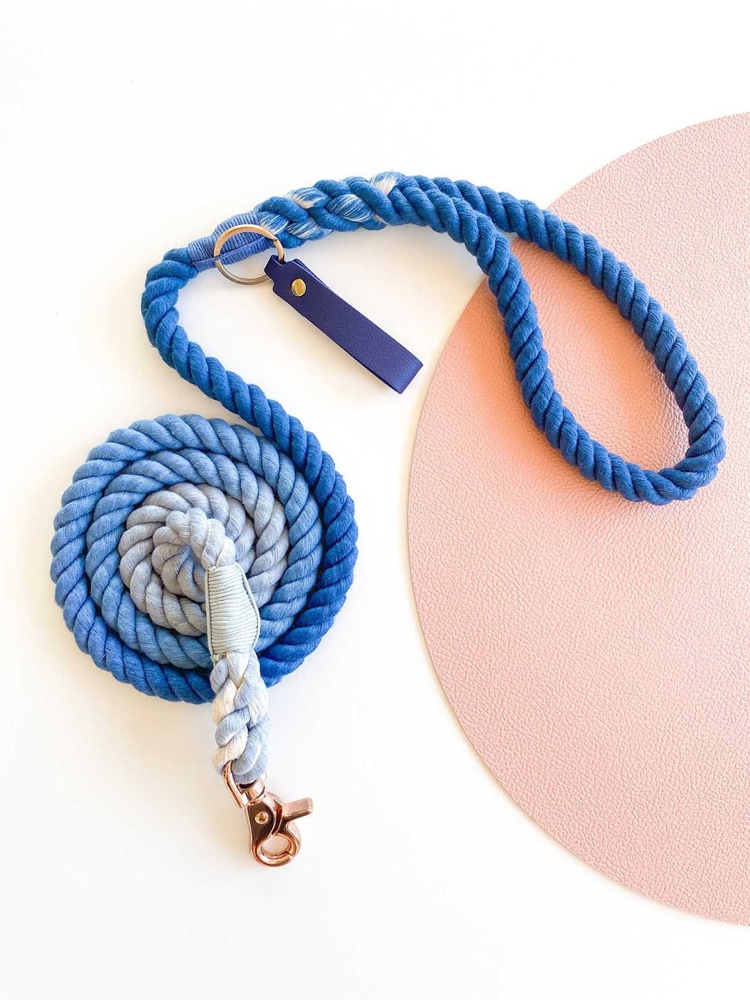 Pretty Lead Ropes Azure Blue - Rope Dog Lead / Leash / Rose Gold Clip / 152cm Long ...