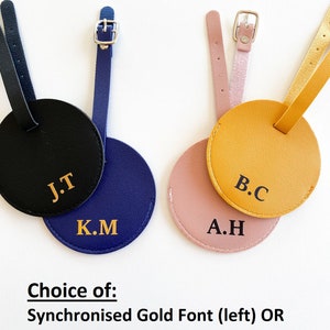 Personalised luggage tag travel gift/birthday/ wedding/ PU leather / custom name / grey / pink / blue / black / brown / mustard / initials image 6