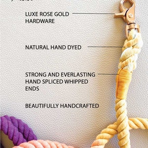 Sunkissed Rope Dog Lead / Dog Leash / Rose Gold Clip / 152cm long / Braided Fibre / Autumn / Orange / Yellow / Red / Handmade /Natural dye image 9