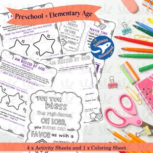 I Am Blessed By God Printable Activity Set, Homeschool Bible Worksheet (Digital Download)