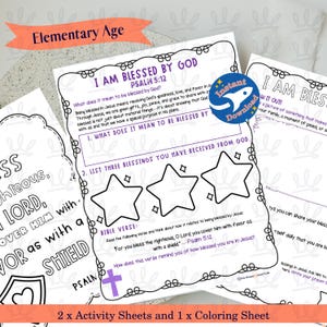 I Am Blessed by God Activity Set for Elementary Kids, Bible Verse Worksheets, Homeschool Resources, Kids Sunday School Print, Christian PDF