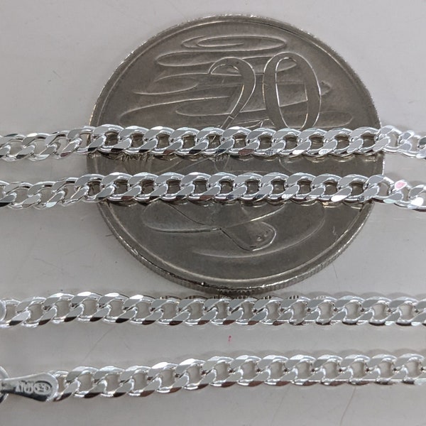 080 Australian seller stock - MaDE IN ITALY 925 sterling silver 3mm wide Curb chain 35cm to 100cm 14inches to 40inches unisex baby necklace