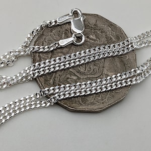 Australian seller stock MaDE IN ITALY 925 sterling silver 2mm wide Curb chain 40cm to 100cm or 16inches to 40inches unisex necklace image 1