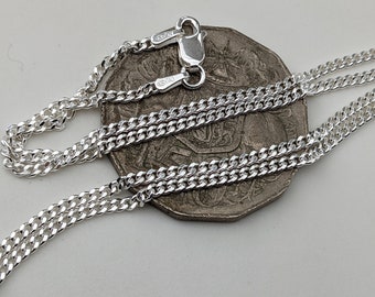 Australian seller stock - MaDE IN ITALY 925 sterling silver 2mm wide Curb chain 40cm to 100cm or 16inches to 40inches unisex necklace