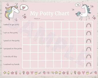 Unicorn Potty Chart//Rainbow Potty Chart//Girls Potty Training Chart//Potty Training Sticker Chart//Potty Reward Chart//Pink Sticker Chart