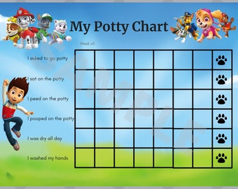 Potty Chart-Paw Girls Prints Art & scottironworks.com