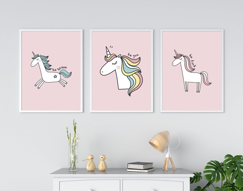 Unicorn Wall DecorUnicorn Wall PrintsDigital ArtKids Room Wall DecorBaby Room Wall ArtPink Room DecorPlay Room DecorGirls Room