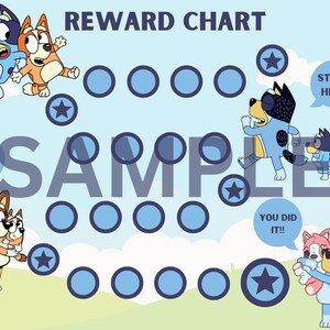 Gráfico Bluey Potty | Gráfico de recompensas Bluey | Treinamento para usar o banheiro | Treinamento Potty | Gráfico de adesivos