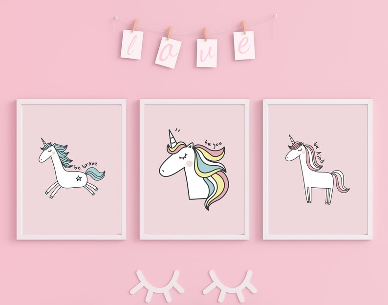 Unicorn Wall DecorUnicorn Wall PrintsDigital ArtKids Room Wall DecorBaby Room Wall ArtPink Room DecorPlay Room DecorGirls Room