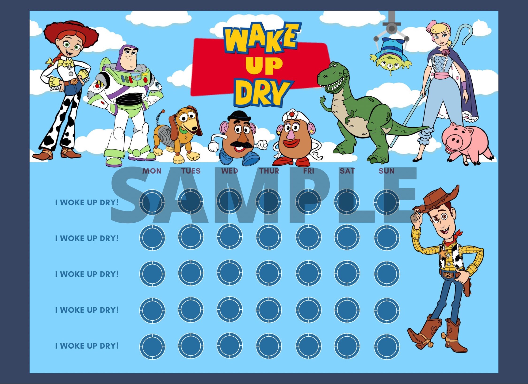 Toy Story Chart | Toy Story Reward Chart | Toddler Potty Training Chart | Sticker Chart - Etsy