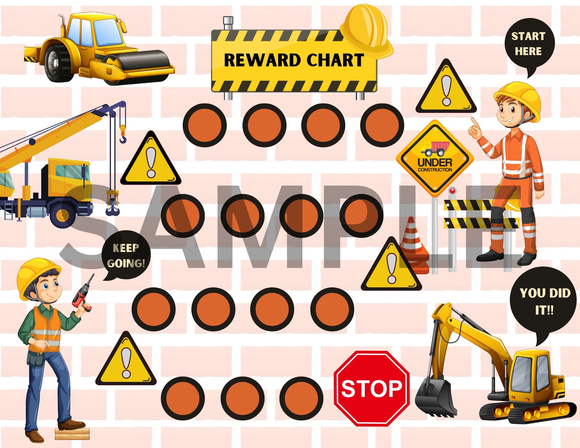 Construction Potty Chart | Construction Reward Chart | Toilet Training ...
