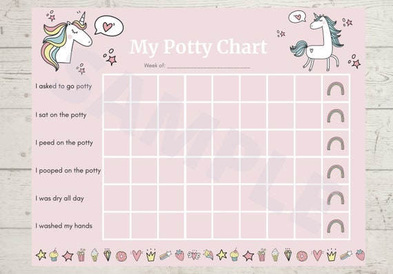 Unicorn Potty Chart//rainbow Potty Chart//girls Potty Training Chart//potty  Training Sticker Chart//potty Reward Chart//pink Sticker Chart 
