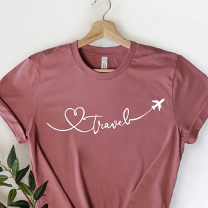 Airplane Heart, Airplane Shirt, Travel Addict Shirt, Travel Shirt, Vacation T-Shirt, Traveler Shirt, Let&#39;s Travel, Family Trip, Travel Gifts