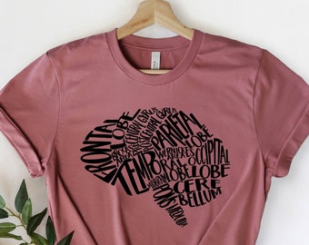 Brain Anatomy Typography T-Shirt: Nursing Student Gift