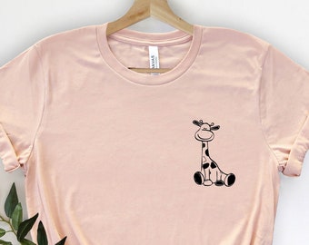 Camisa de jirafa divertida, camiseta de jirafa, camisa de jirafa, camisa de bolsillo de jirafa, linda camisa de jirafa, camisa de amante de la jirafa, linda camisa de animales