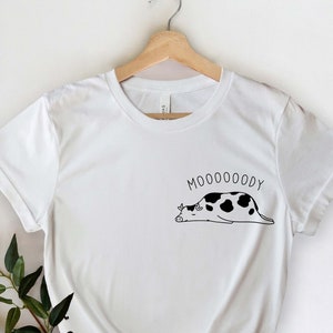Cow Moody Shirt, Funny Cow Shirt, Pocket Size Shirt, Cow Pocket Shirt, Cow Shirt, Moody Shirt, Funny Animal Shirt