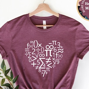 Pi Heart Shirt, Math Shirt, Math Teacher Shirts, Gift for Teacher, Statistician Shirt, Math Lover Shirts, Math Teacher Gift, Pi Day Gifts