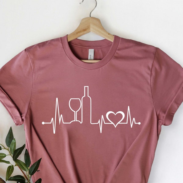 Wine Heartbeat Shirt, Gift for Wine Lover, Funny Wine Shirt, Wine T-Shirt, Wine Tasting Shirt, Wine Party Shirts, Wine Gifts, Wine Shirts