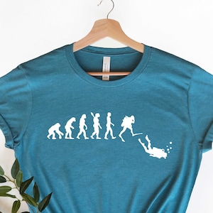 Scuba Diving Evolution T-Shirt, Funny Diver Gift Tee, Ocean Lover Graphic Shirt, Marine Life Diving Top, Scuba Humor Beach T-Shirt