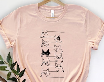 Camiseta con gráficos de gatos, ideal para amantes de los gatos, con humor de gatitos, para dueños de mascotas, con meme felino, para mamás y papás.