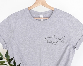 Funny Shark Pocket Shirt, Cute Shark Shirt, Little Shark Shirt, Graphic T-Shirt, Cute Shark Shirt for Gift, Funny Shark Shirt, Pocket Shirt