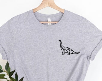 Geometric Dinosaur Pocket Shirt: Funny Dino Tee