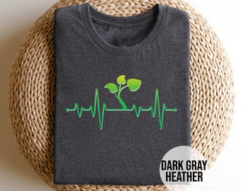 Plant Heartbeat Shirt, Gardener EKG Tee, Nurse Plant Lover Gift, Nature Heartbeat T-Shirt, Cute Sprout Gardening Top, Botanical EKG Shirt