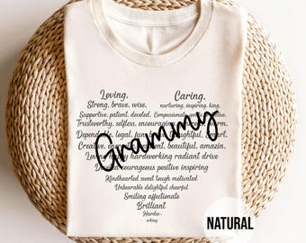 Grammy Heart Word Art T-shirt - Mother's Day Gift for Grammy, Best Grammy Ever Tee, Grandma Heart Shirt, Sentimental New Grammy Gift Idea