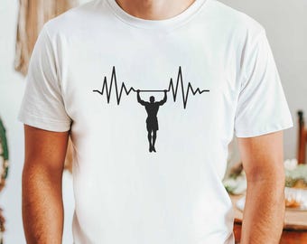 Gym Heartbeat Shirt, Fitness Lifeline Pull Up Tee, Calisthenics Bodyweight Workout T Shirt, Gym Rat Gift for Him, Workout Motivation Apparel
