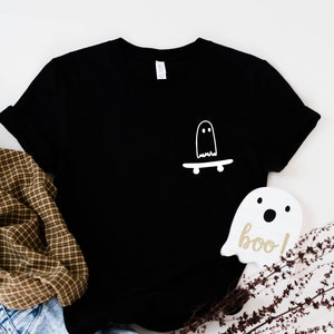 Ghost Pocket Shirt, Cute Ghost Shirt, Skateboarder Shirt, Ghost Skateboard Shirt, Halloween Shirt, Funny Skateboard Shirt, Ghost Shirt