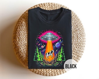 UFO Cow Shirt, Alien Abduction Shirt, Funny Alien Shirt, Cow Abduction Tee, UFO Shirt, Retro Sci Fi Tee, Space Lover Gift, Alien Lover Gift