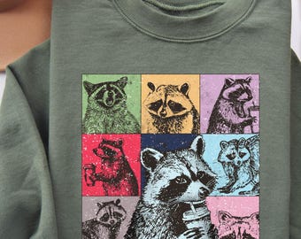 Funny Raccoon Coffee Sweatshirt, Trash Panda Meme Shirt, Cute Animal Humor Sweater, Sarcastic Coffee Lover Gift, Cozy Fall Top
