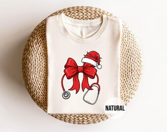 Christmas Nurse Shirt, Nurse Christmas Shirt, Stethoscope Tee, RN Christmas Gift, Healthcare Worker Shirt, Medical Assistant Holiday Gift