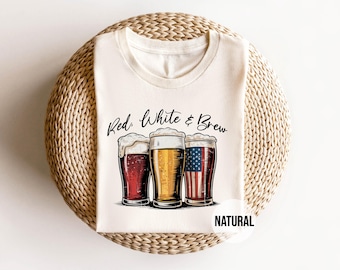 T-shirt rouge, blanc et brassage : t-shirt drapeau américain patriotique amateur de bière