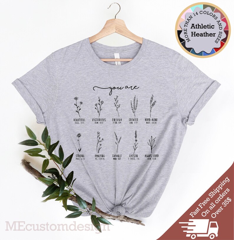 Wildflower Christian Shirt: You Are Bible Verse, Church T-Shirt image 4