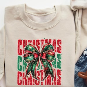 Christmas Bow Sweatshirt: Retro Holiday Coquette Shirt