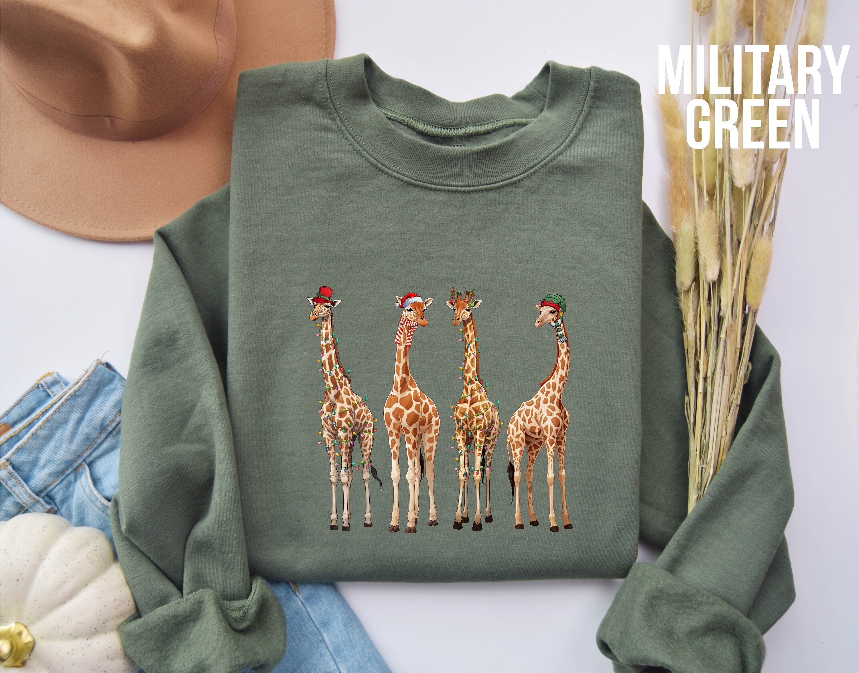 Giraffes Christmas Sweatshirt, Funny Holiday Sweater, Giraffe Lover Gift Shirt, Cute Animal Xmas Top, Festive Winter Graphic Sweater