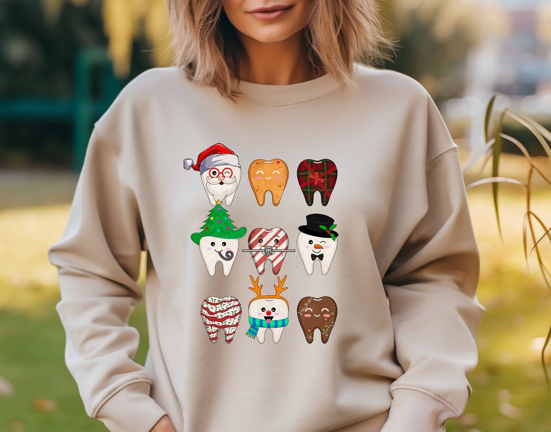 Retro Christmas Teeth Sweatshirt, Christmas Dentist Sweaters, Dentist Sweatshirt, Dentist Xmas