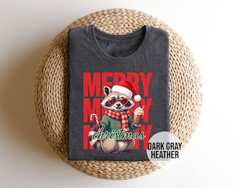 Christmas Raccoon Shirt, Merry Christmas Tee, Cute Raccoon Shirt, Funny Holiday Shirt, Raccoon Lover Gift, Christmas Animal Tee