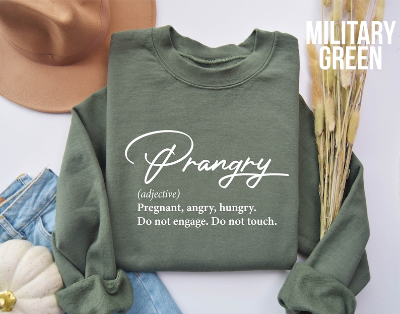 Prangry Pregnancy Sweatshirt, Funny Maternity Gift Sweater, Expecting Mom Humor Top, Cozy Pregnant Women’s Pullover Shirt image 1