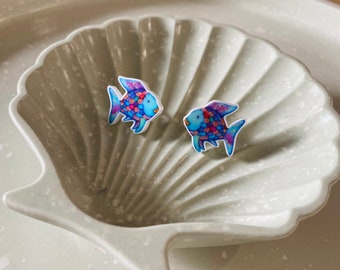 Colourful Fish Stud Earrings || Acrylic Stud Earring