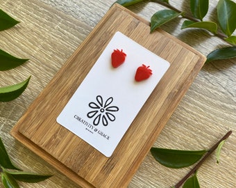 Strawberry Stud Earrings ‘Red’ || Resin Stud Earring
