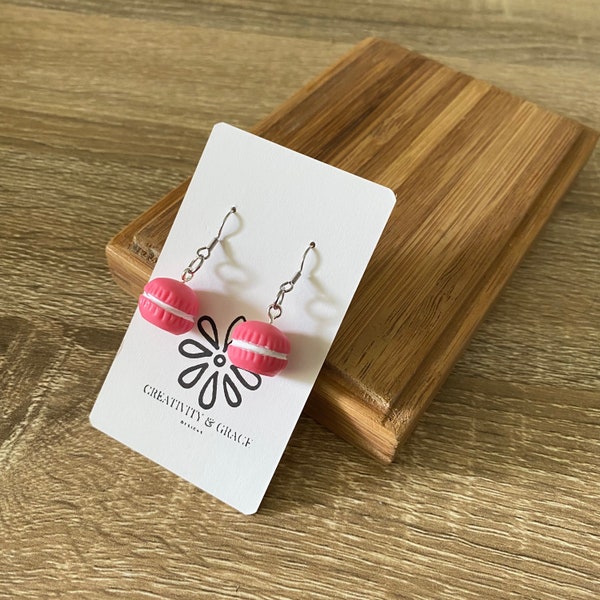 Pink Macaroons Dangle Earrings || Resin Dangle Drop Earring