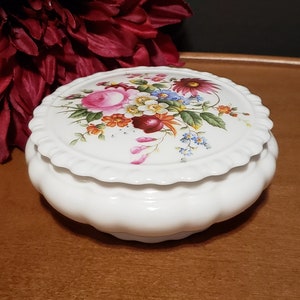 Coalport Rose Bone China Trinket Box Scalloped Edge Lid Jewelry Box Vanity