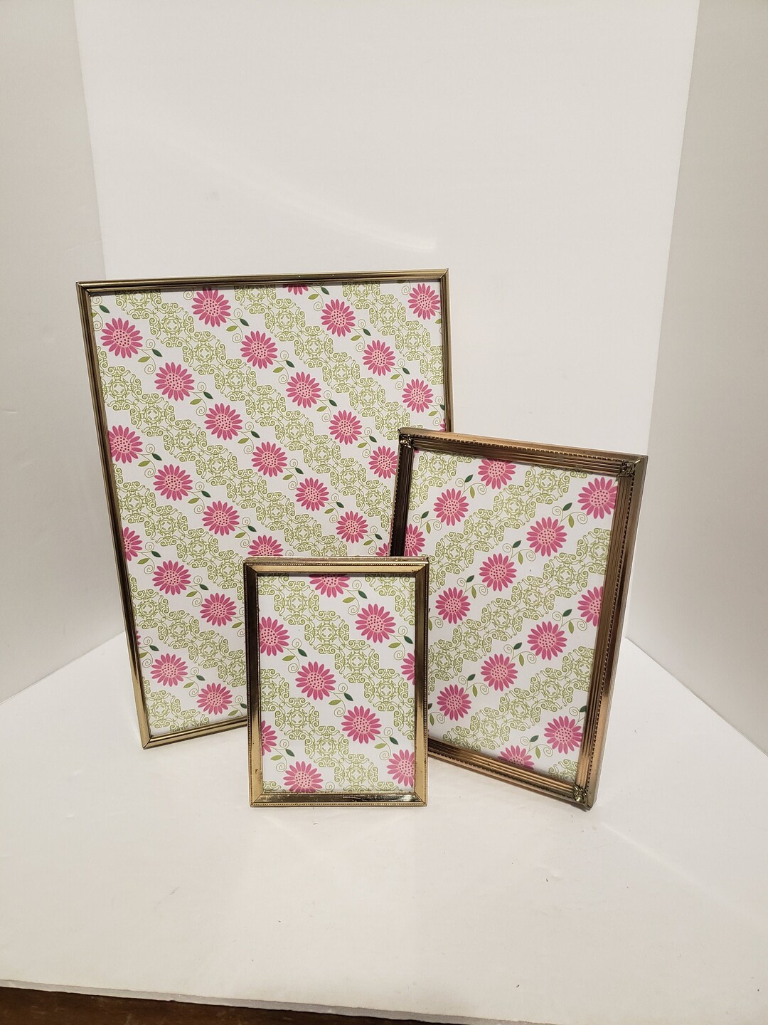 Vintage Brass Frames Trio Picture Holders, Photo Display Grouping Etsy