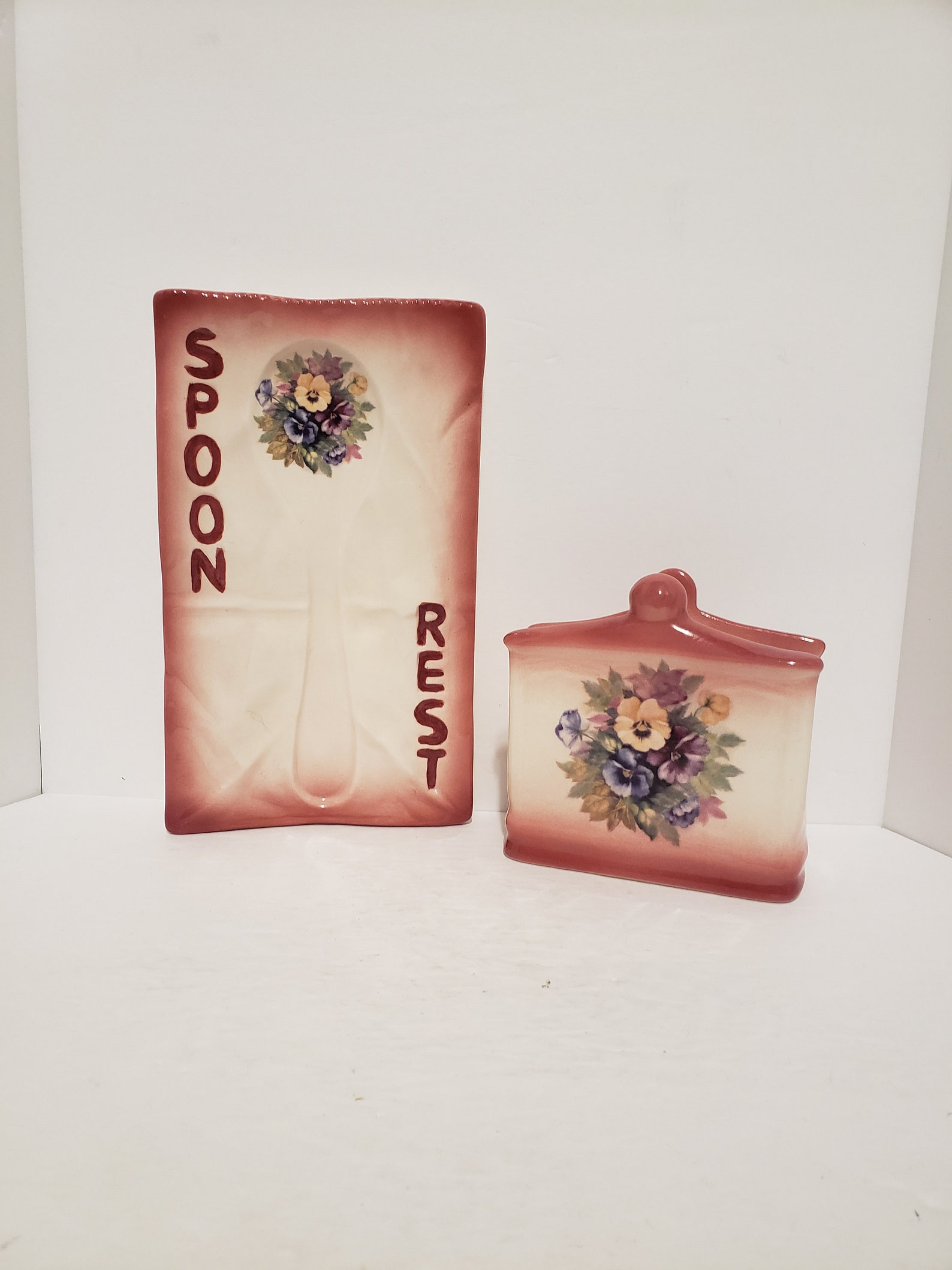 Spoon Rest Napkin Holder Set Vintage Etsy