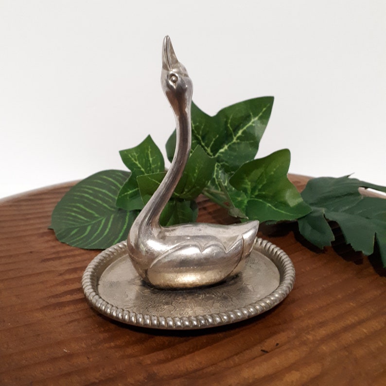 Swan Ring Holder Dishtree Silver Plated Vintage