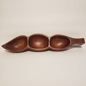 Monkey Pod Wood Bowl 3 Sections Nut Bowl